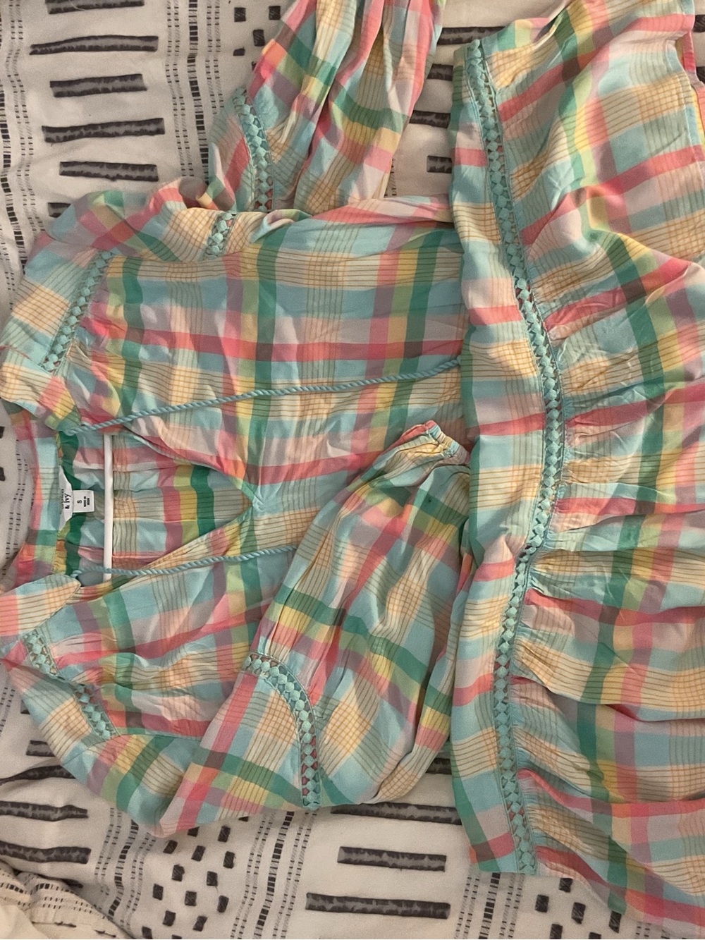 crown & ivy Pastel Plaid Midi Dress in Mint, Pink, Yellow